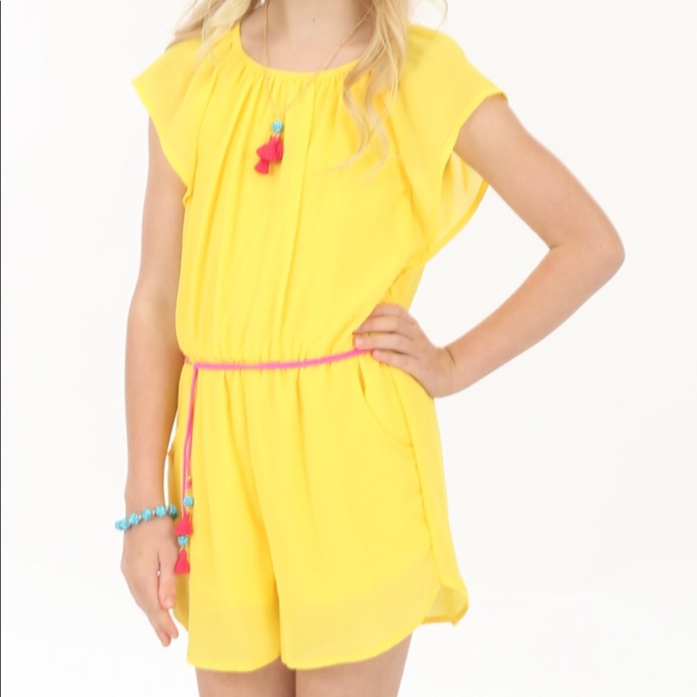 GB Girls Size S Yellow Flowy Romper